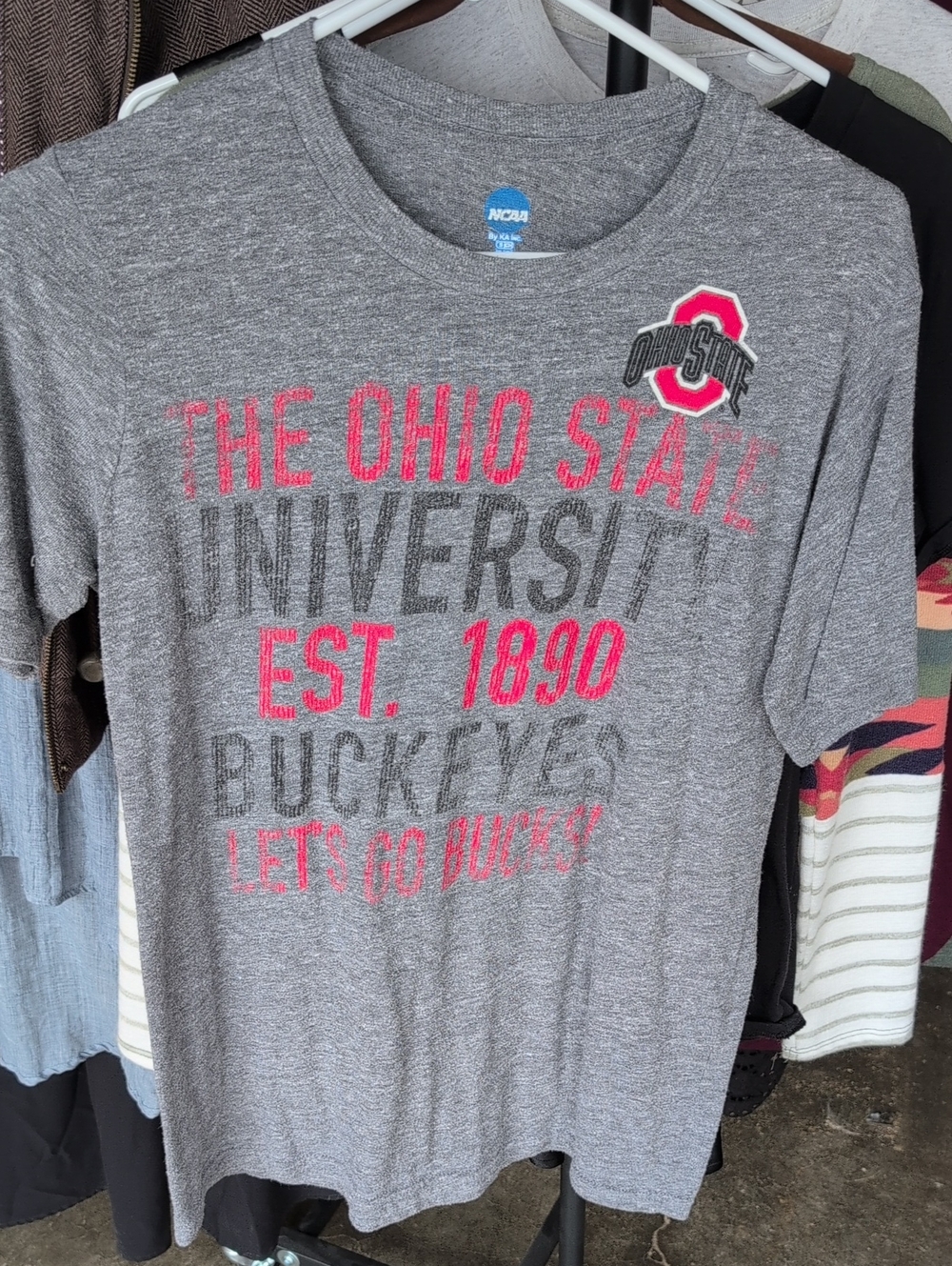 The Ohio State Buckeyes Gray Graphic Tee with Scarlet Logo